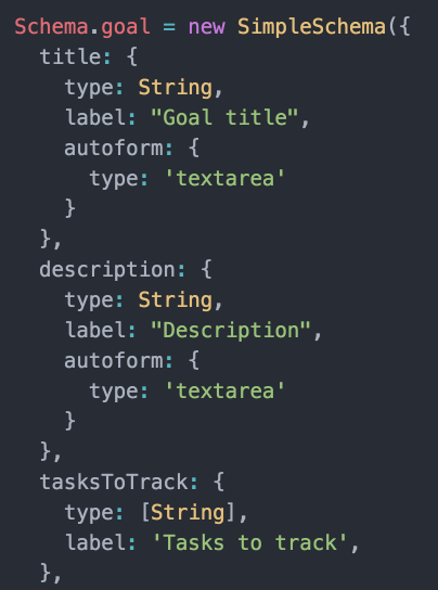 A goal-tracking app interface from an early software project